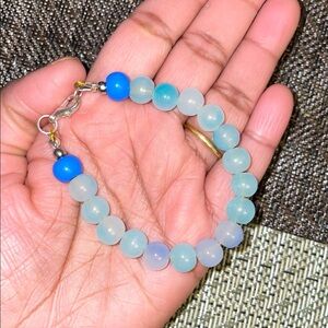 Beaded Blue & Aqua Glass Bracelet